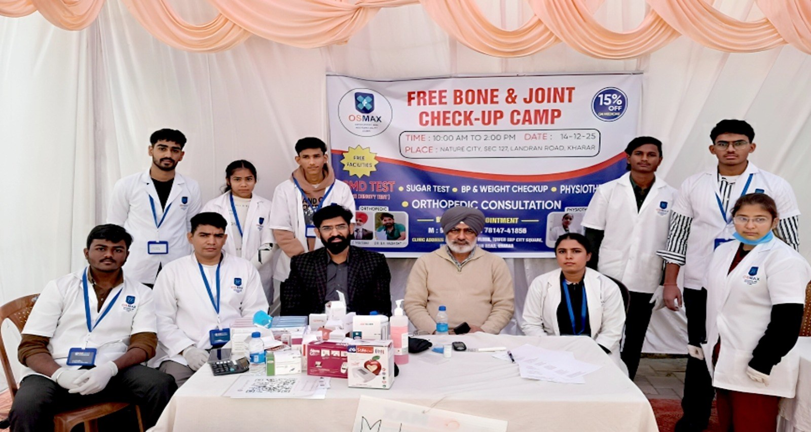 Free bone and joint check-up camp team